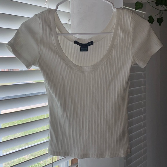 French Connection White Ribbed Tee - Picture 2 of 4